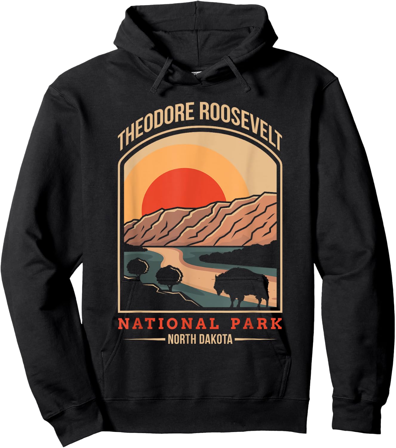 Theodore Roosevelt North Dakota US National Park Vintage Hoodie - Hoodie | Black