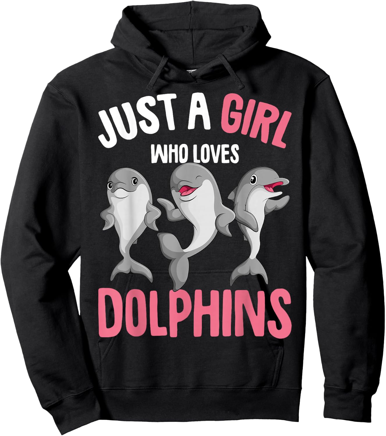 Just A Girl Who Loves Dolphins Girls Kids Dolphin Hoodie - Hoodie | Black