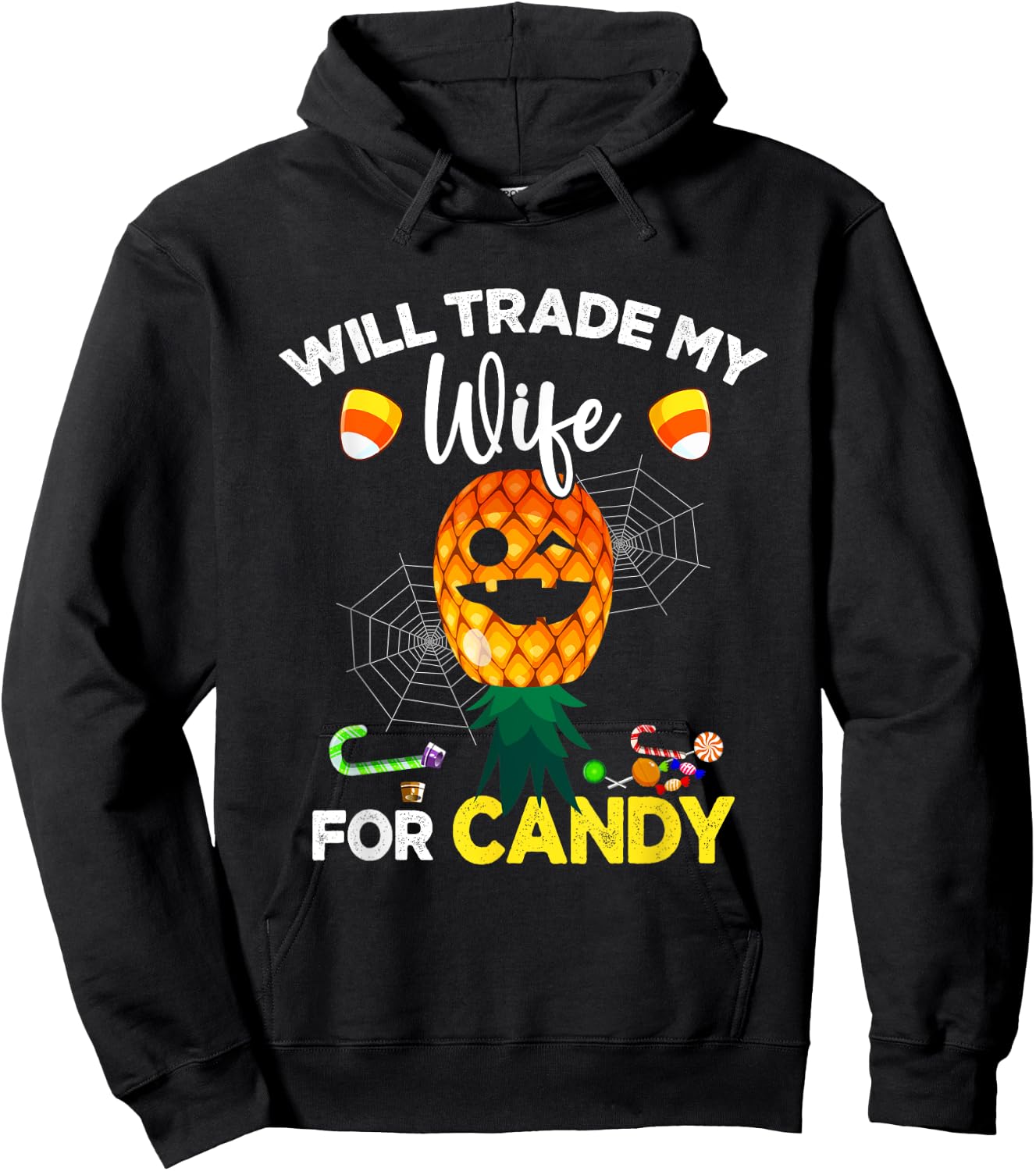 Will Trade My Wife for Candy Swinger UpsideDown Pineapple Hoodie - Hoodie | Black