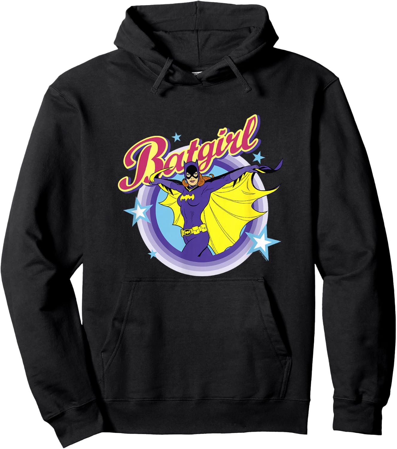 Batman Batgirl Epic Colorful 70's Style Big Chest Portrait Hoodie - Hoodie | Black
