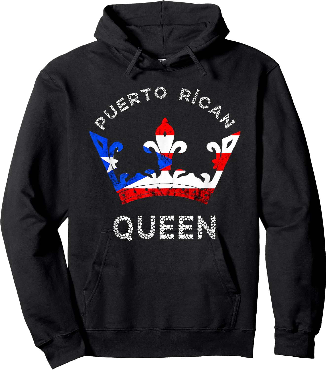 Puerto Rico Puerto Rican Flag Queen Crown Puertorro Pride Hoodie - Hoodie | Black