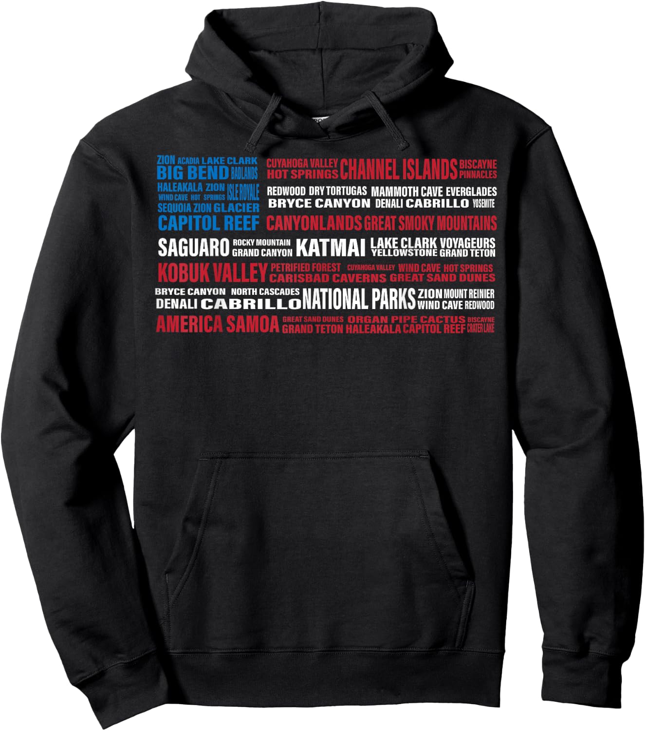 National Parks USA List Word US Map Camping & Hiking Hoodie - Hoodie | Black