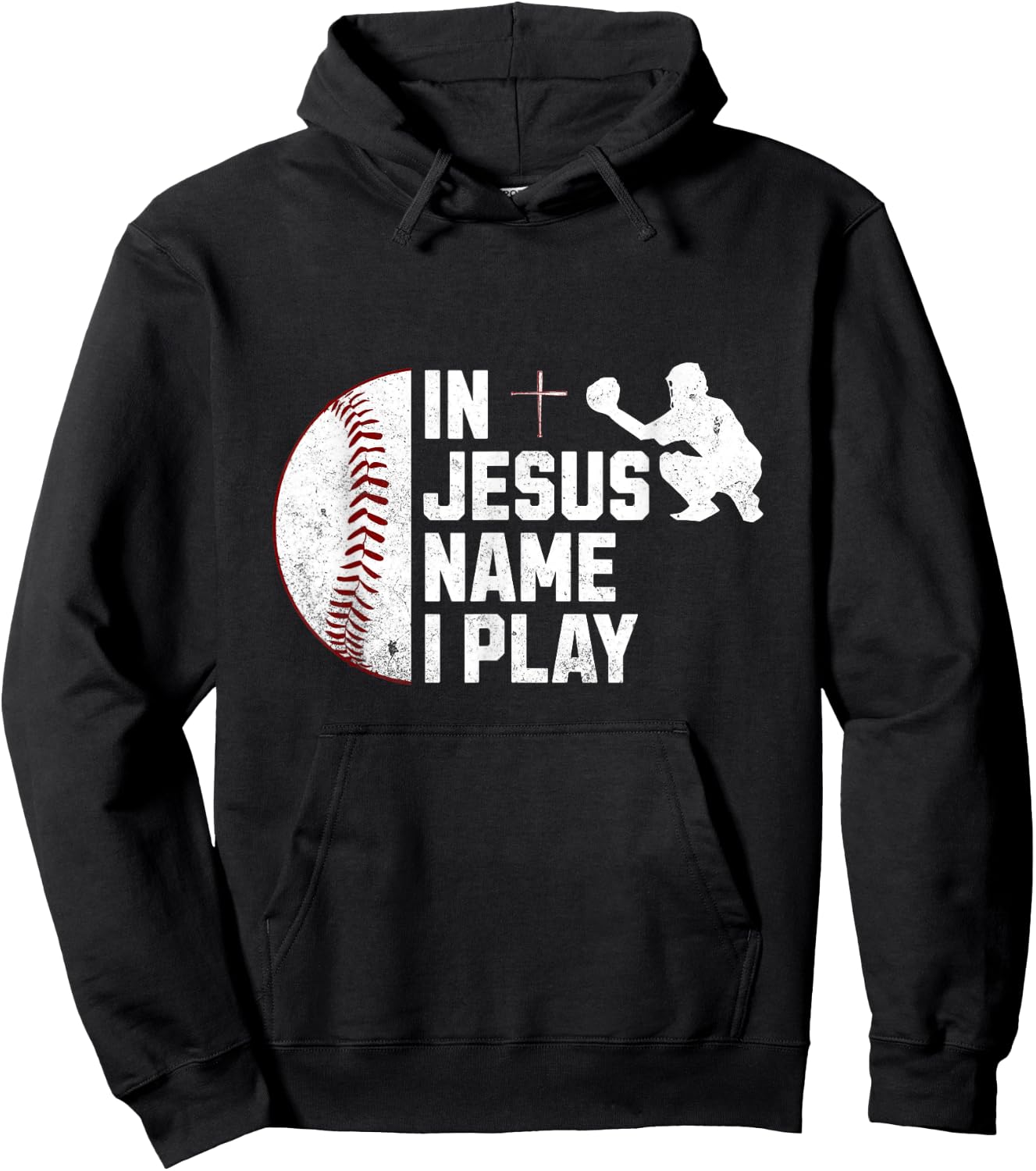 In Jesus Name Christmas Christian I Play Baseball Player Hoodie - Hoodie | Black