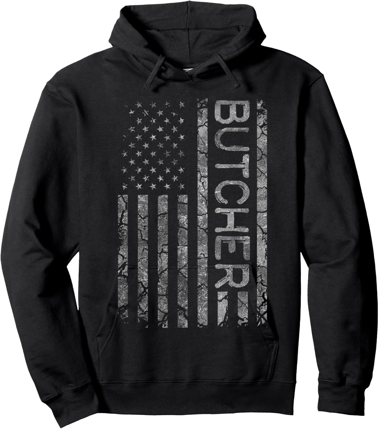 Butcher Funny Job Title Worker American Flag Butcher Hoodie - Hoodie | Black