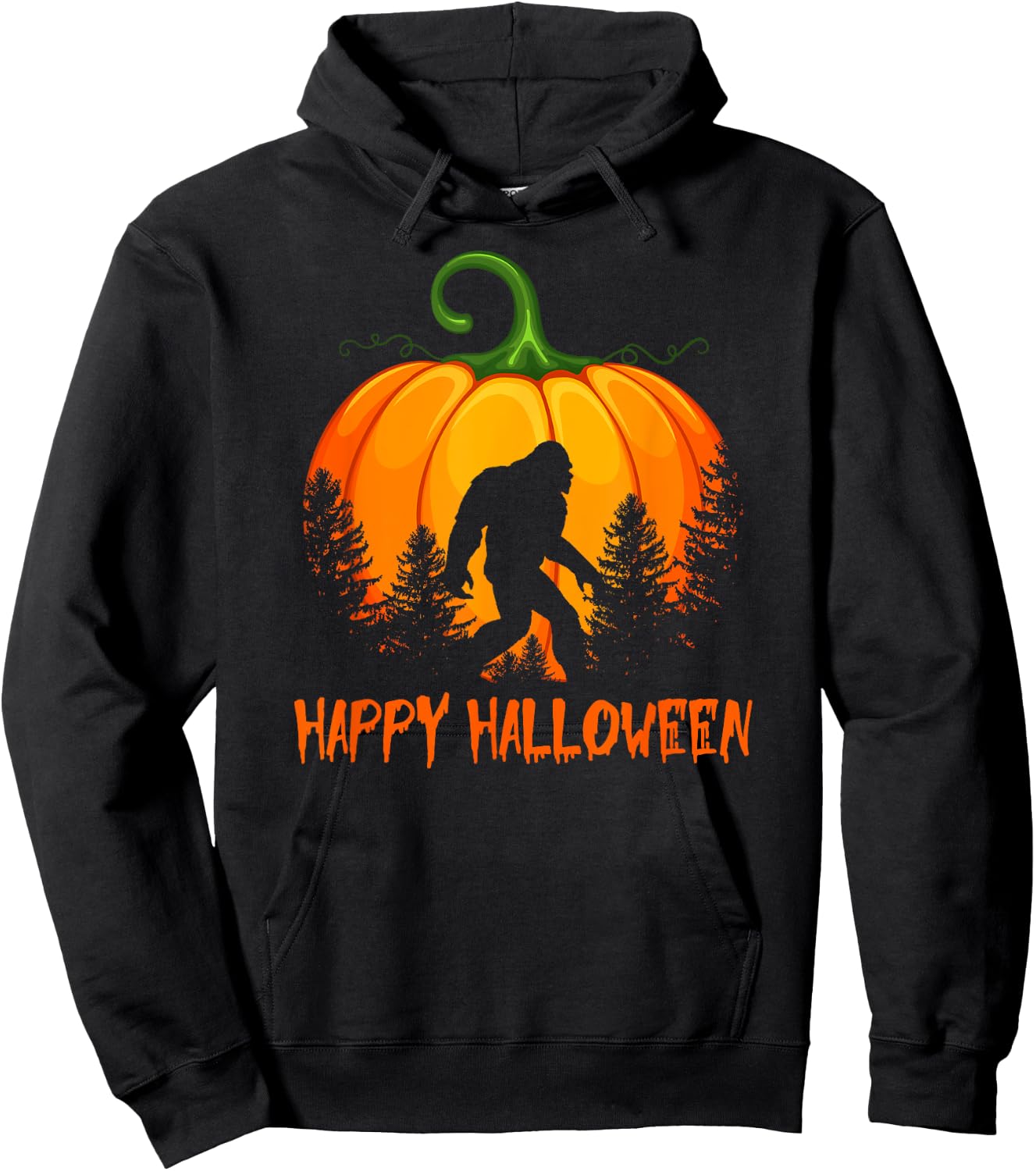 Vintage Bigfoot Pumpkin Halloween Hoodie - Hoodie | Black