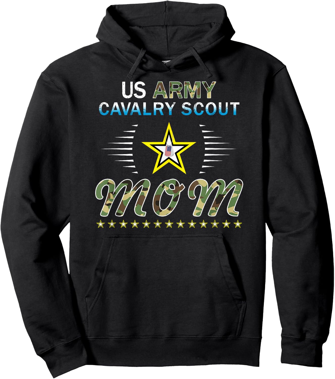 Proud Army Mom-Proud Army Cavalry Scout Mom Camouflage Army Hoodie - Hoodie | Black