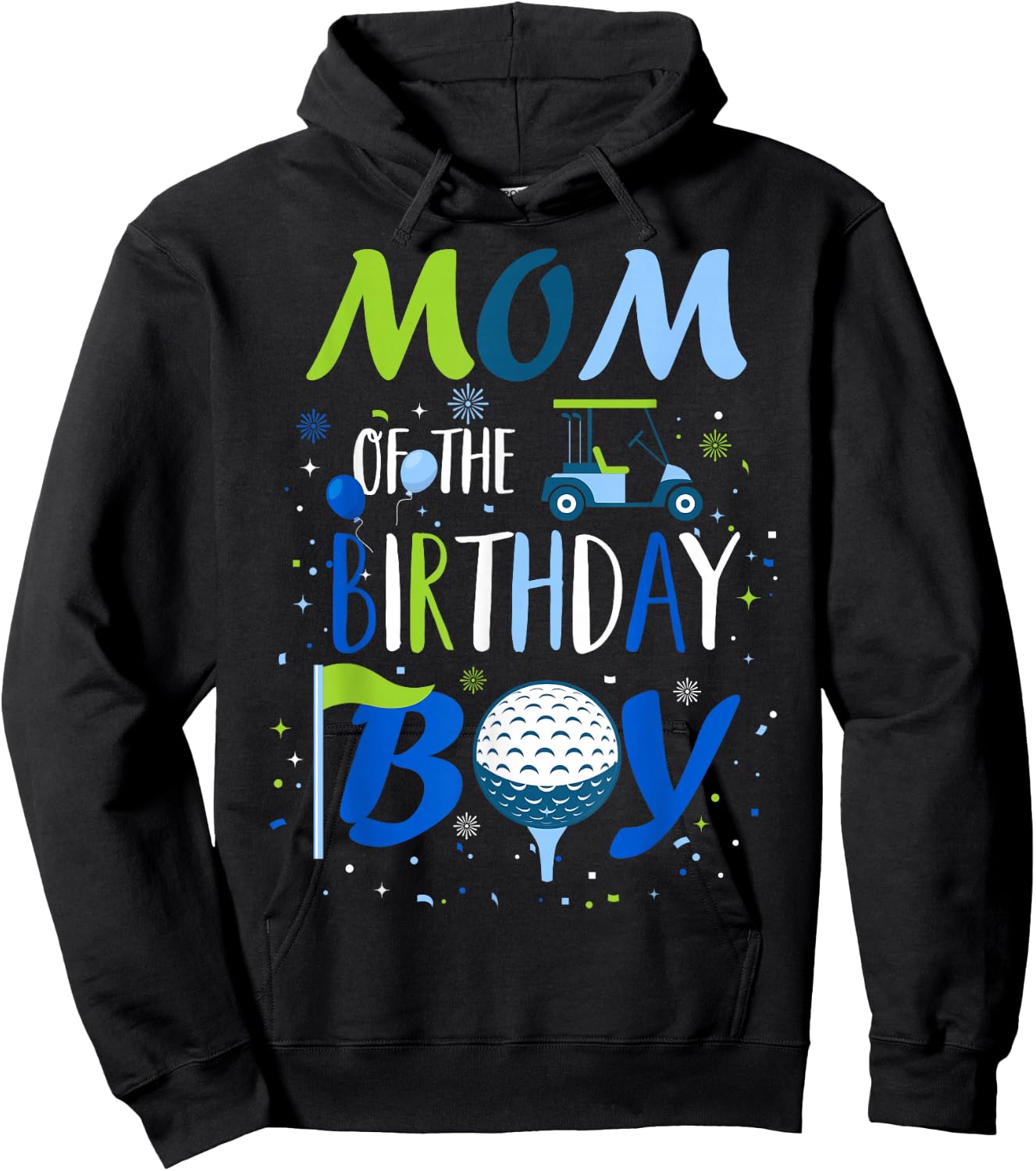 Mom of The Birthday Boy Hole in One Golf Sport Matching Hoodie - Hoodie | Black
