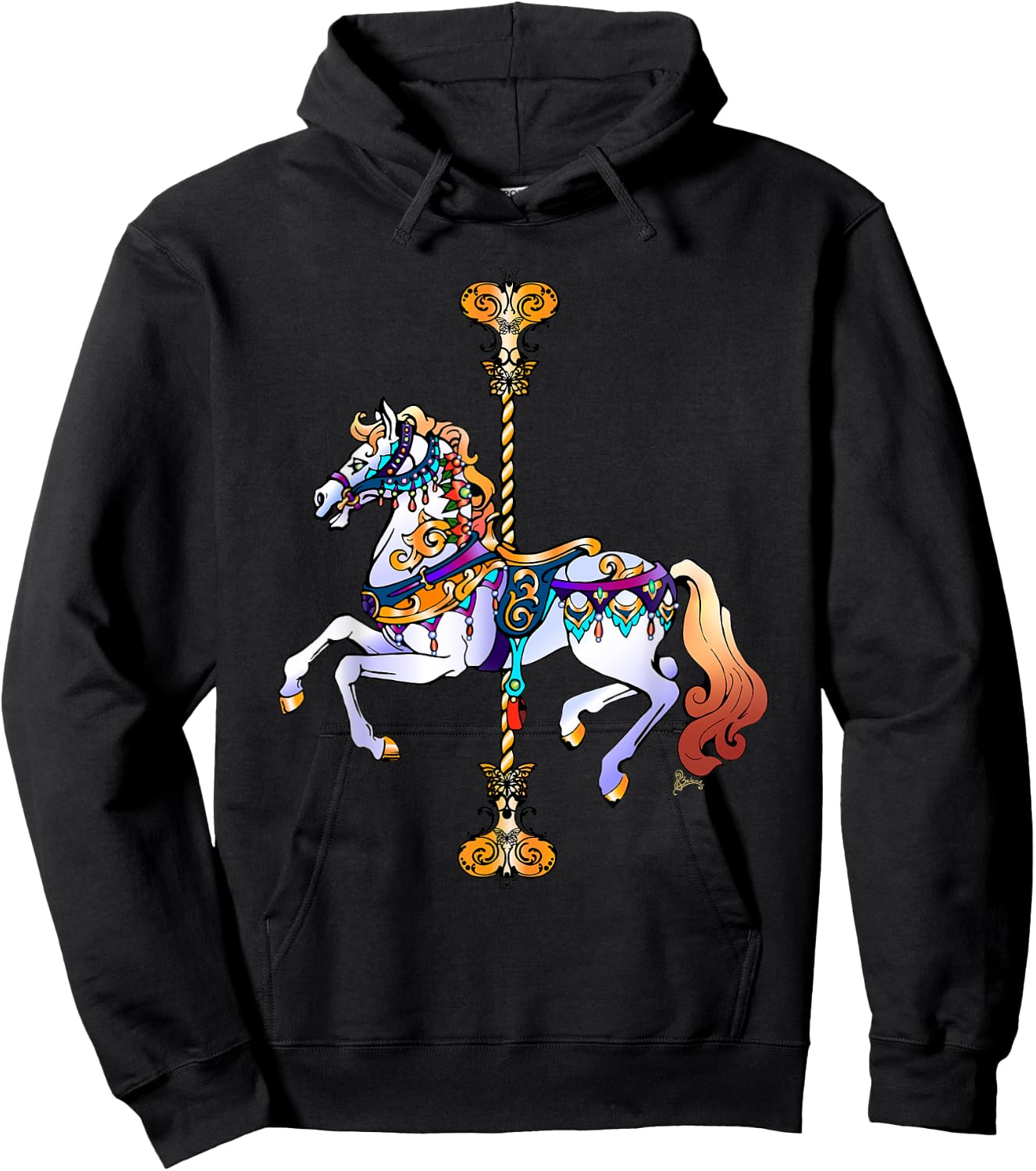 Carnival Carousel Horse Design Hoodie - Hoodie | Black