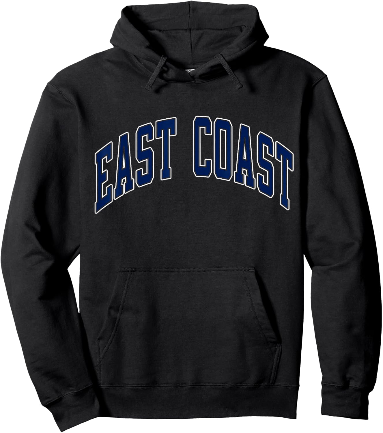East Coast Varsity Style Navy Text Hoodie - Hoodie | Black