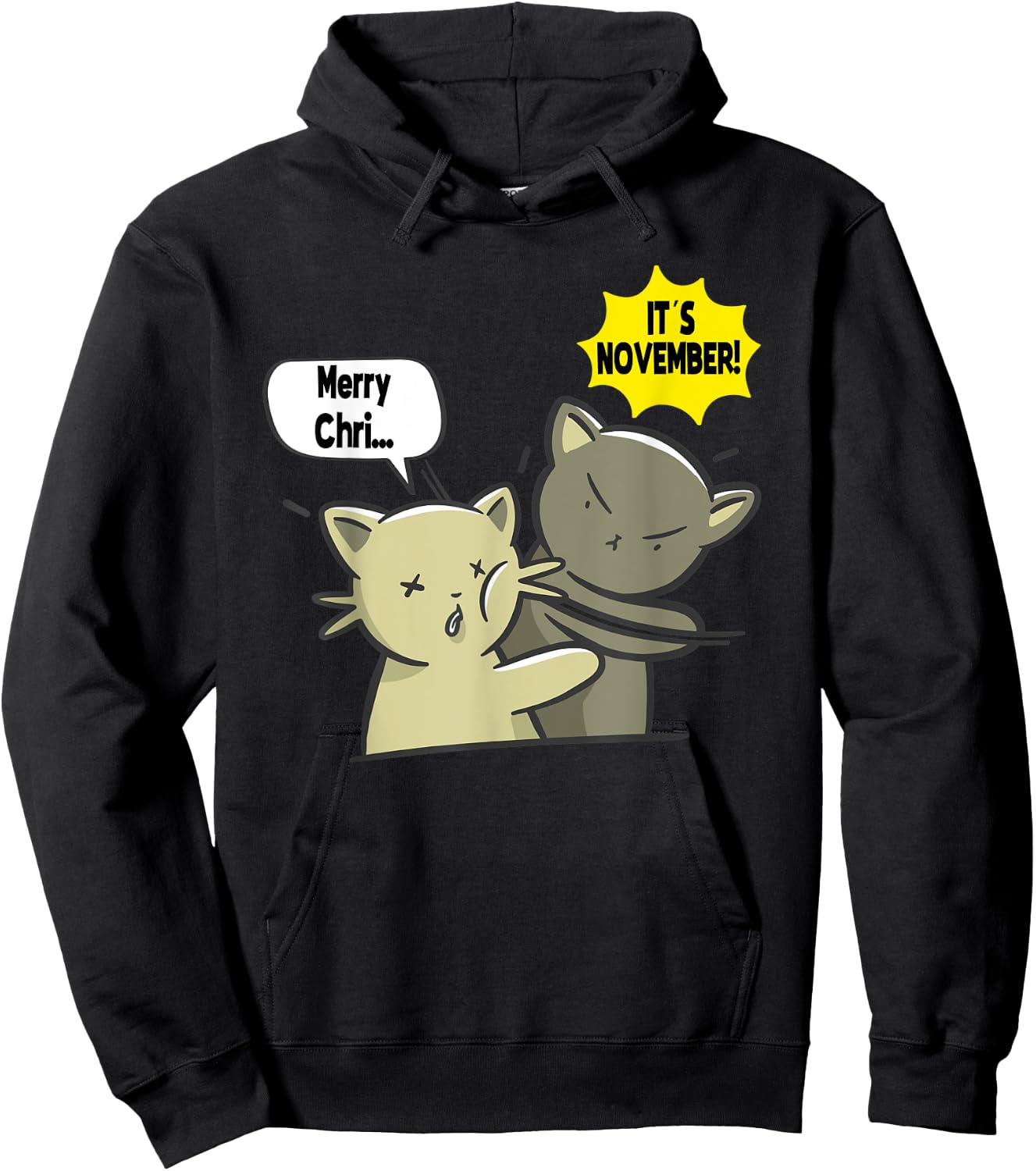 Merry Christmas It´s November Slap Cats Baka Japanese Hoodie - Hoodie | Black
