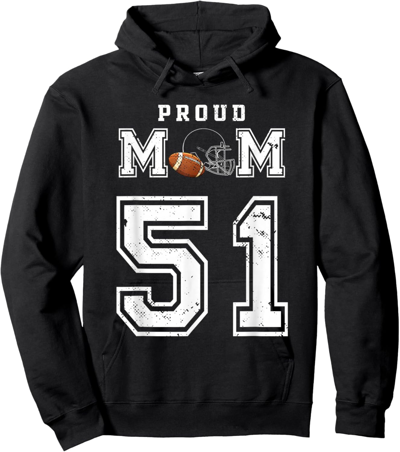 Custom Proud Football Mom Number 51 Personalized Hoodie - Hoodie | Black