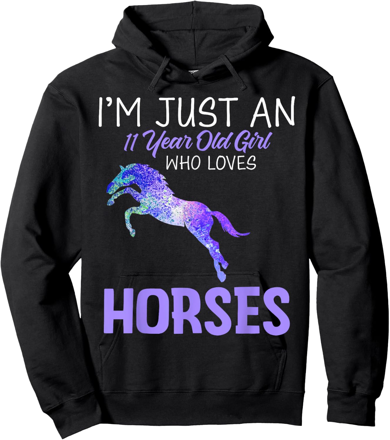 I'm an 11 Year Old Birthday Girl Who Loves Horses Tie Dye Hoodie - Hoodie | Black