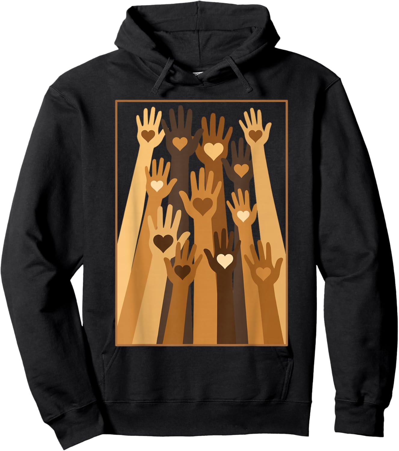 Melanin Hand Hearts Black History Month BLM African American Hoodie - Hoodie | Black