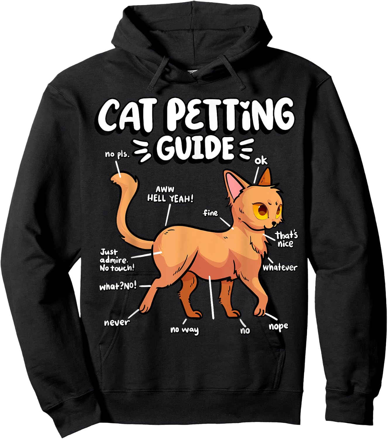 Cat Petting Guide Fluffy Kitten Animal Friend Cute Cat Hoodie - Hoodie | Black