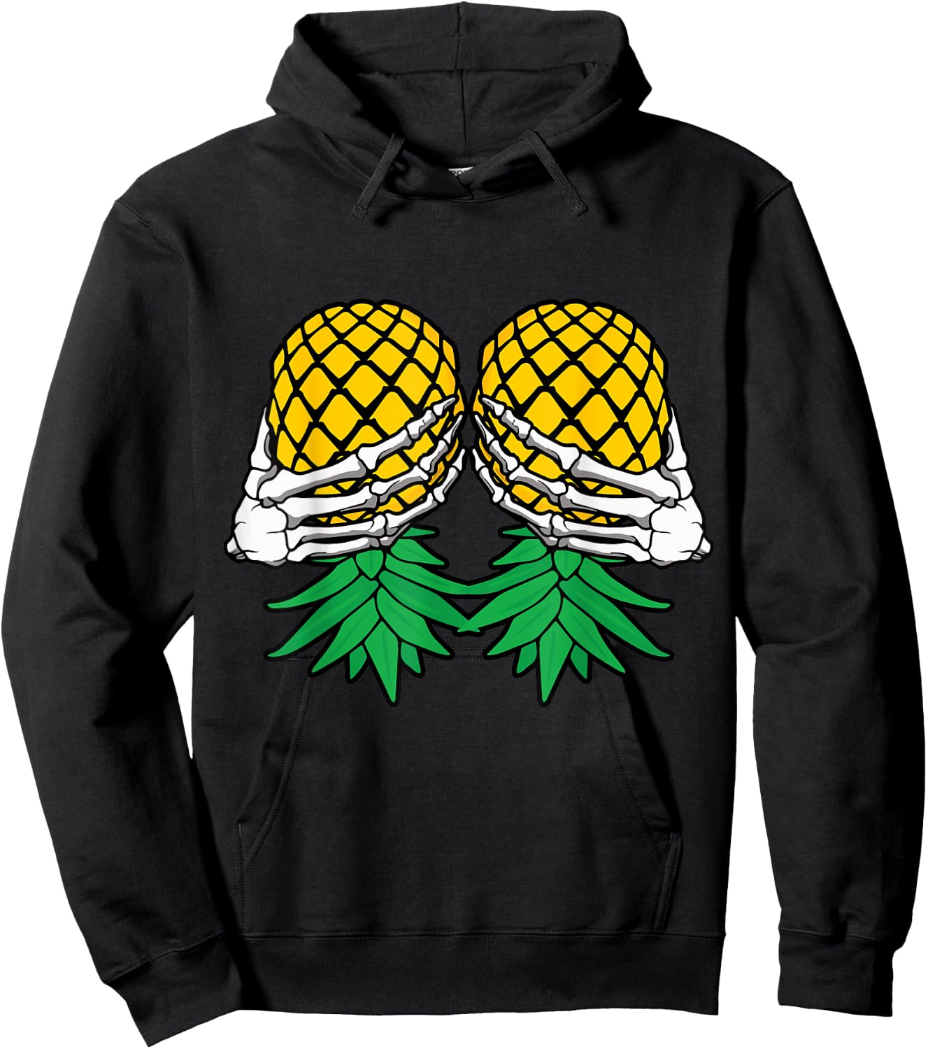 Halloween Boob Upside Down Pineapple Swinger Skeleton Hand Hoodie - Hoodie | Black