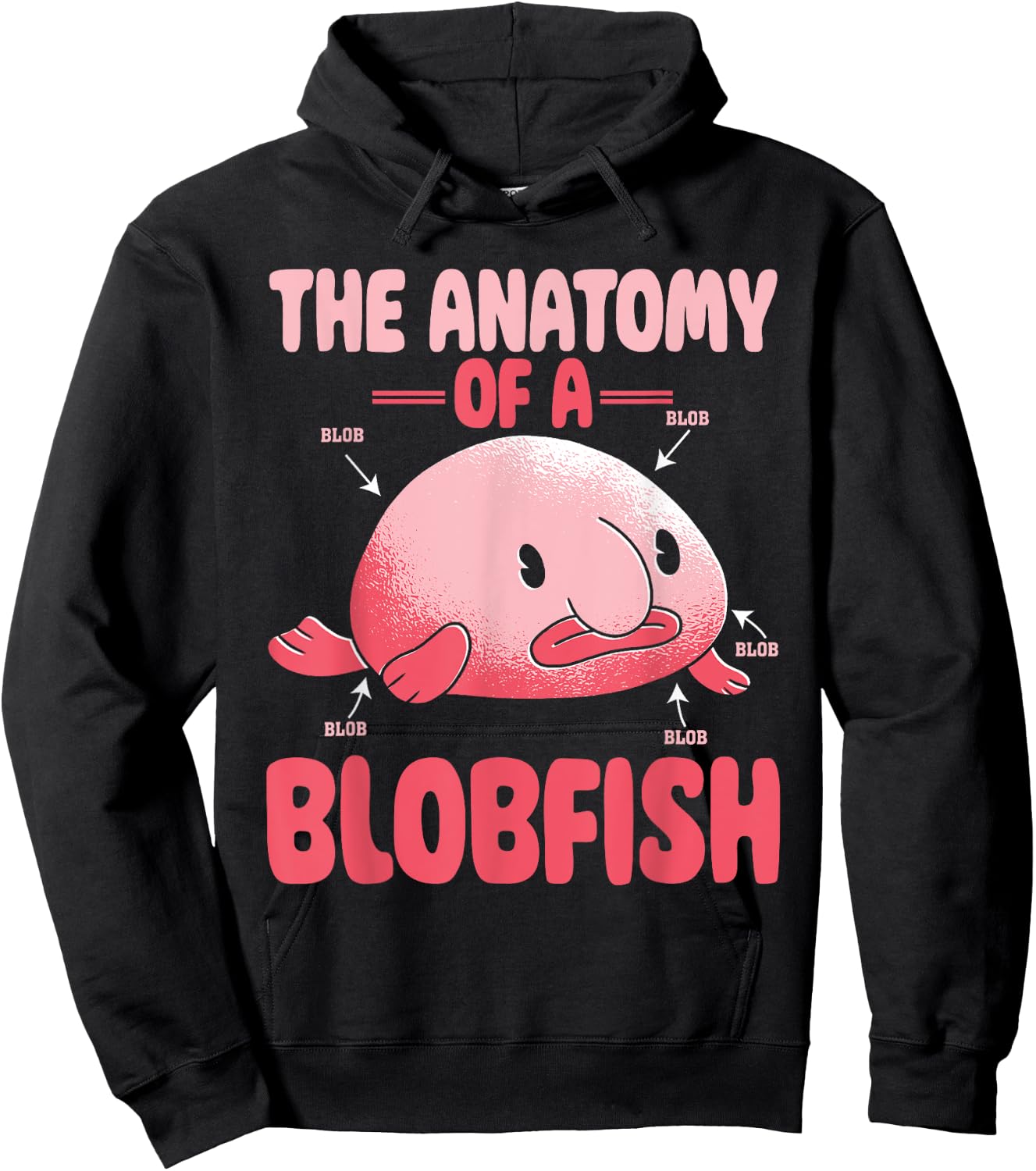 Blobfish Deep Sea Ugly Fish Lover Funny Anatomy of Blobfish Hoodie - Hoodie | Black