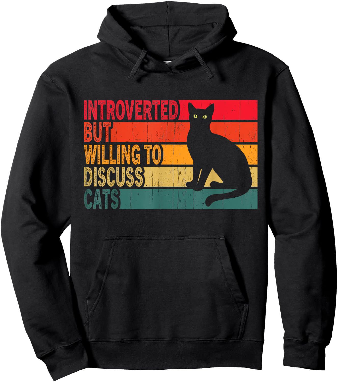 Introverted But Willing To Discuss Cats Vintage Cat Lover Women Hoodie - Hoodie | Black