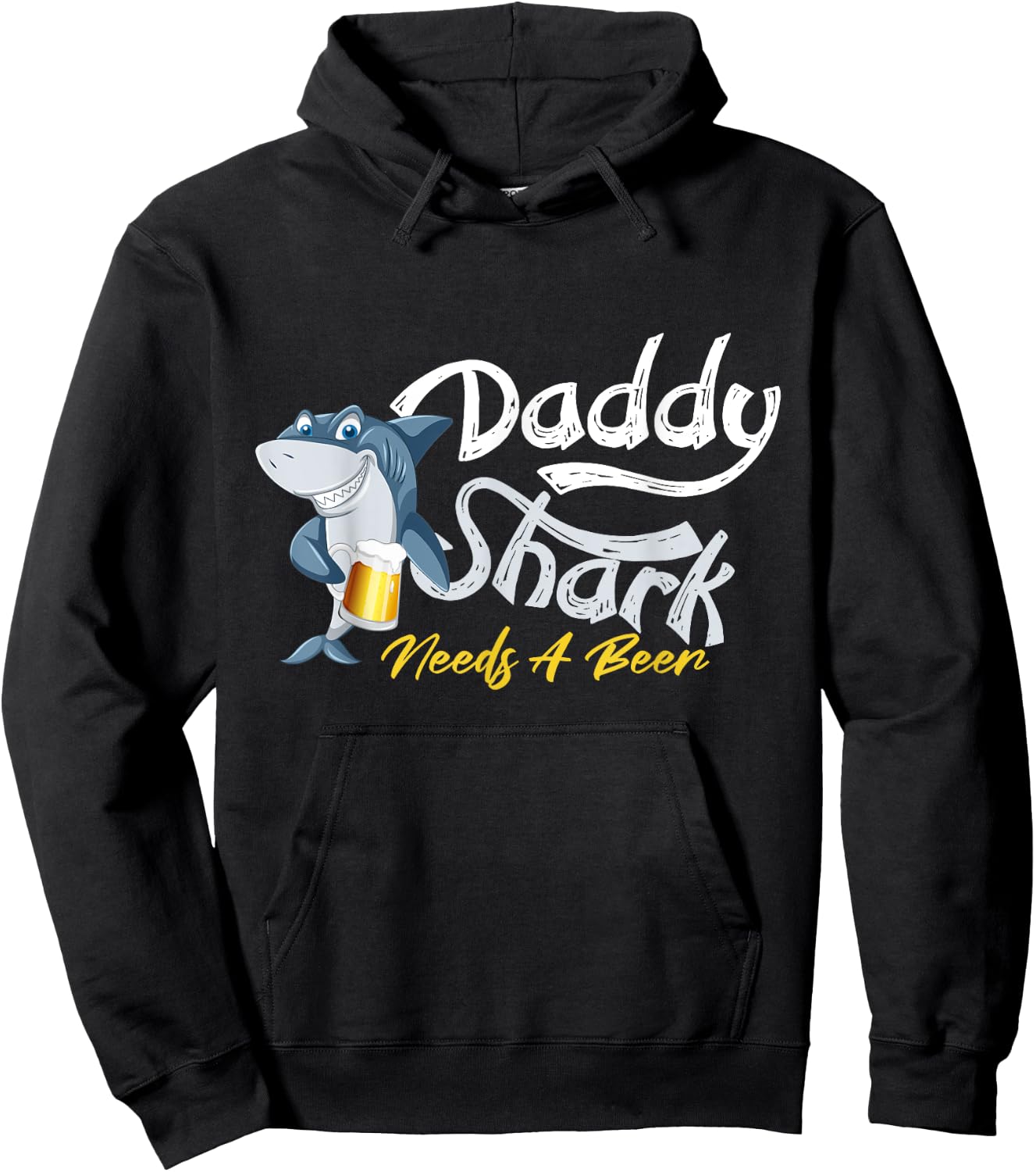 Daddy Shark Needs A Beer Funny Hoodie - Hoodie | Black
