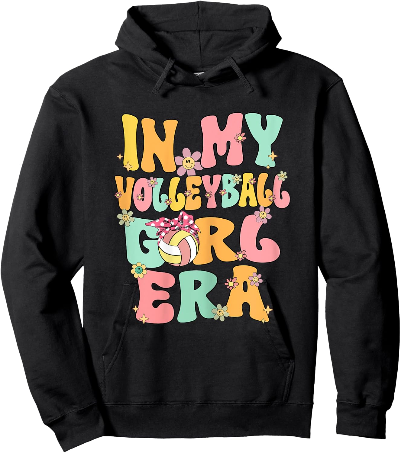 In My Volleyball Girl Era Retro Groovy Volleyball Girl Funny Hoodie - Hoodie | Black
