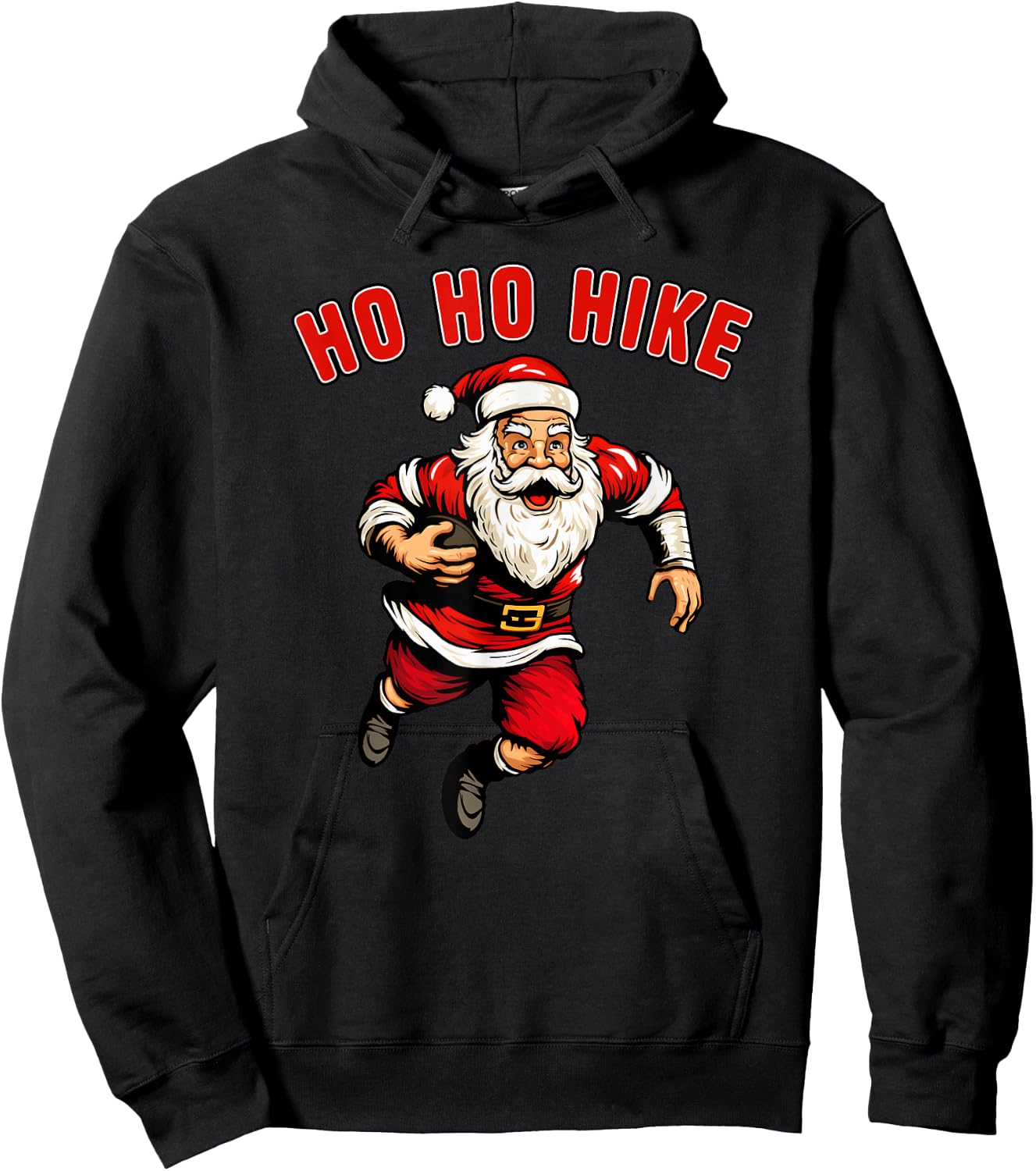 Funny Christmas Football Santa Claus Ho Ho Hike Holiday Dash Hoodie - Hoodie | Black