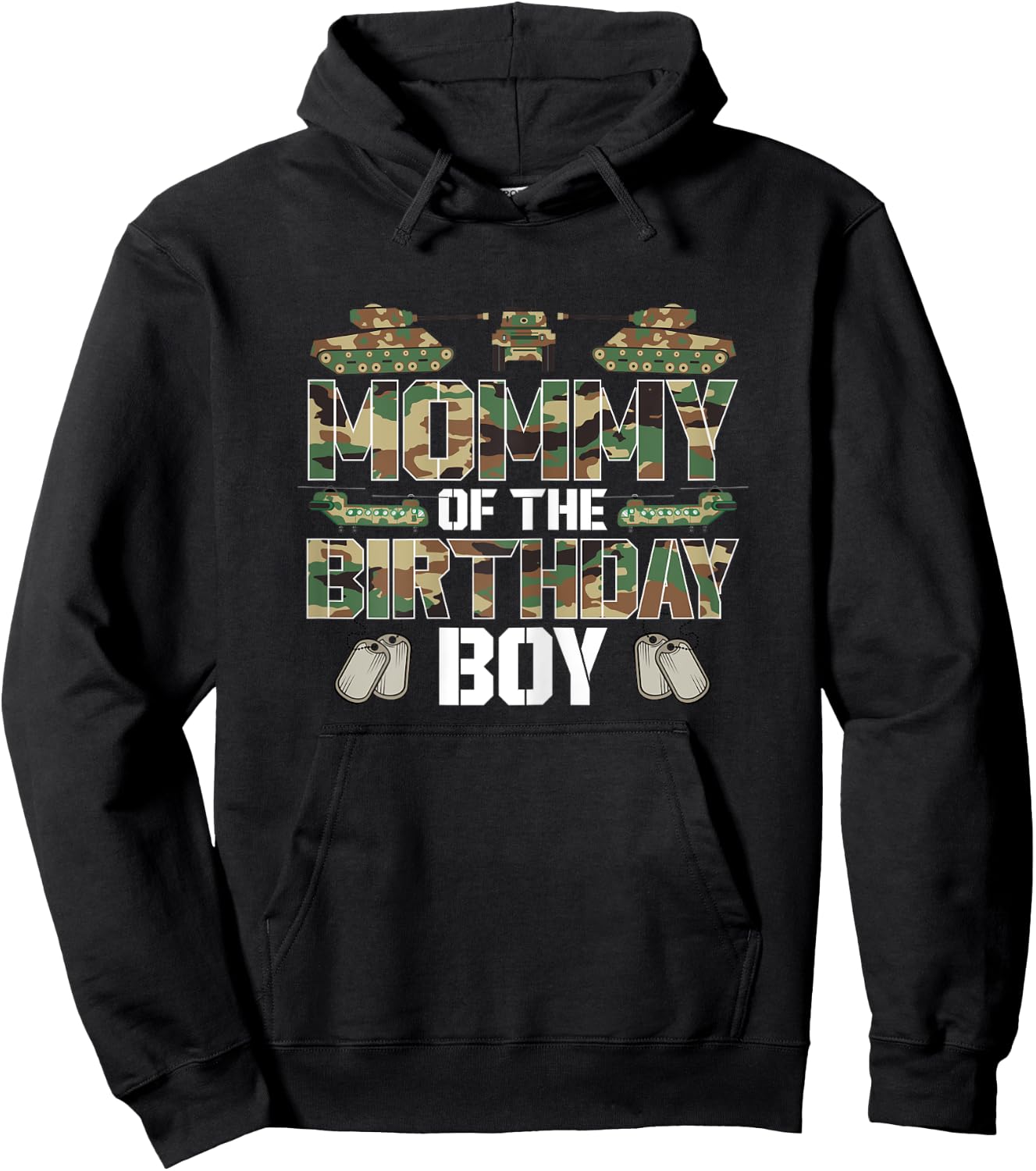 Mommy Of The Birthday Boy Military Matching Army Theme Hoodie - Hoodie | Black
