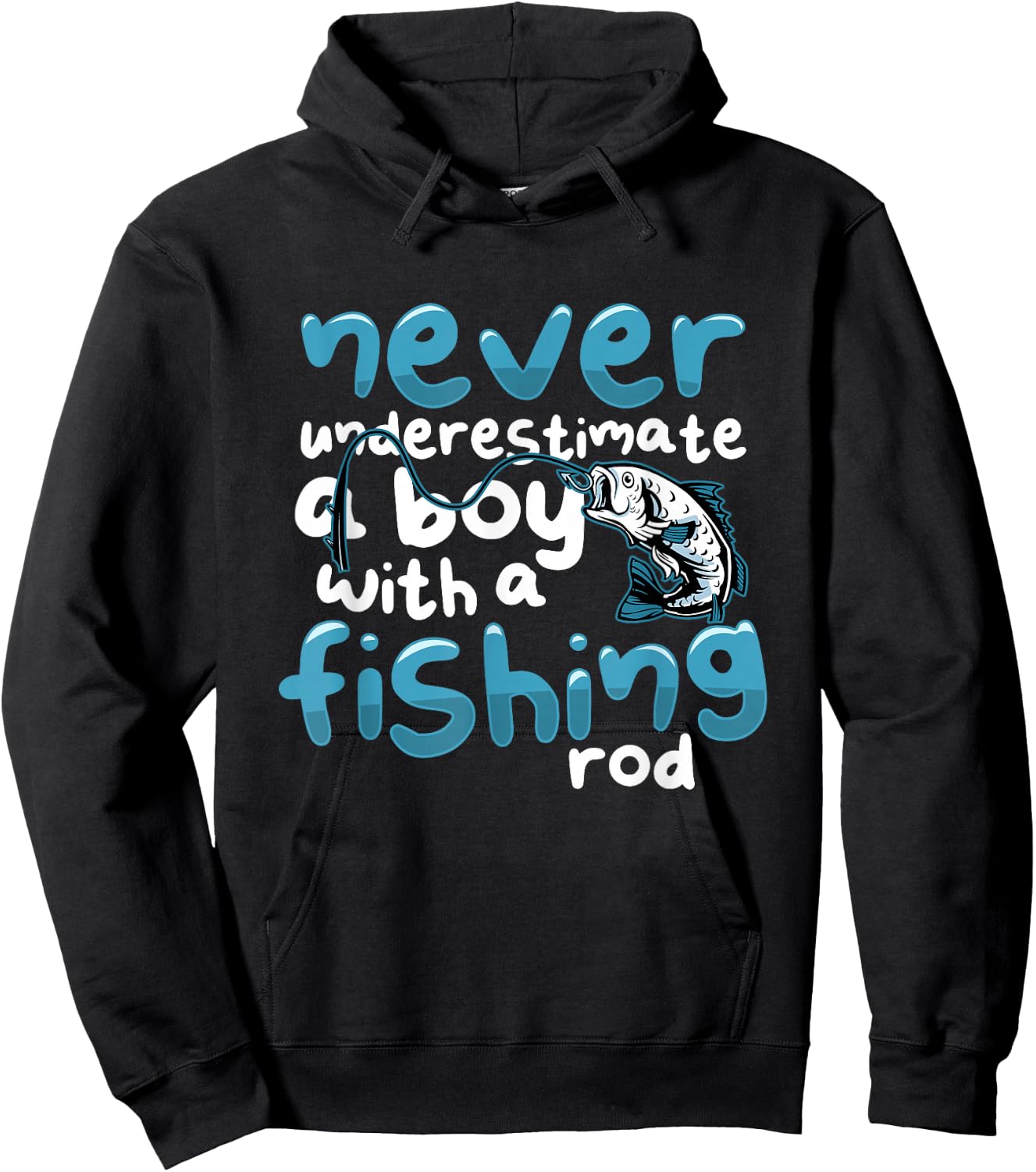 Never Underestimate A Boy With A Fishing Rod Angling Hoodie - Hoodie | Black