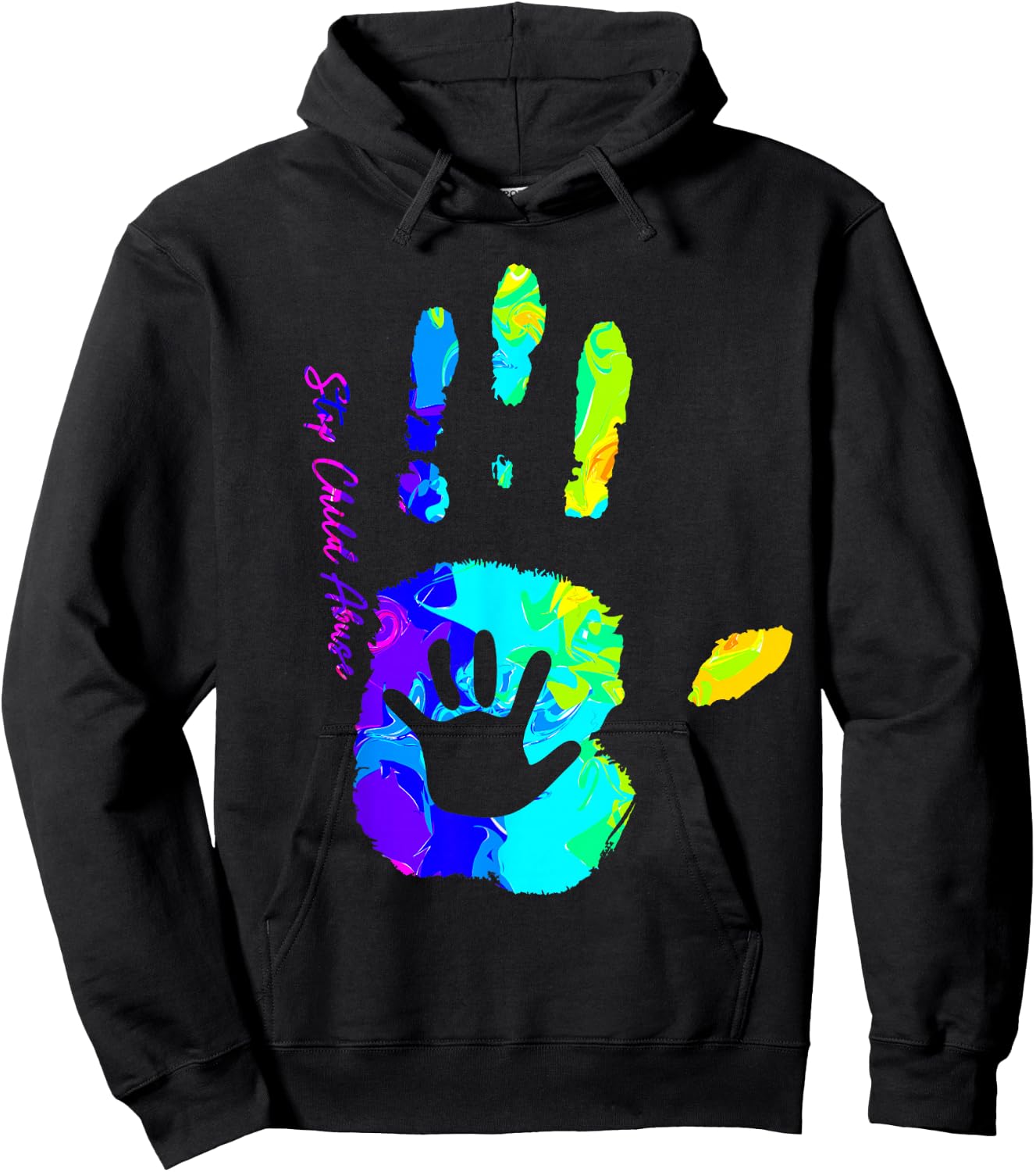 Stop Child Abuse Shirts Tie Dye Child Abuse Awareness Month Hoodie - Hoodie | Black