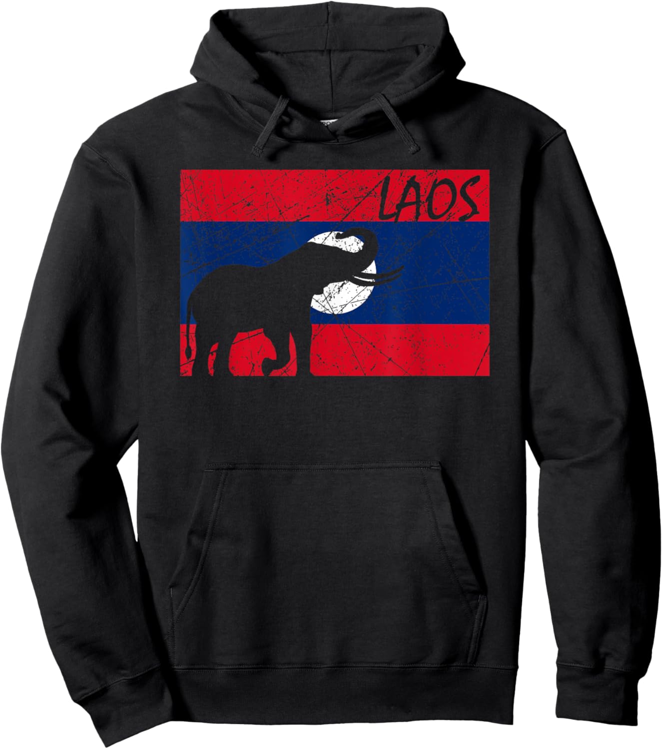 Laos Lao Laotian Proud Wild Elephants Former National Flag Hoodie - Hoodie | Black