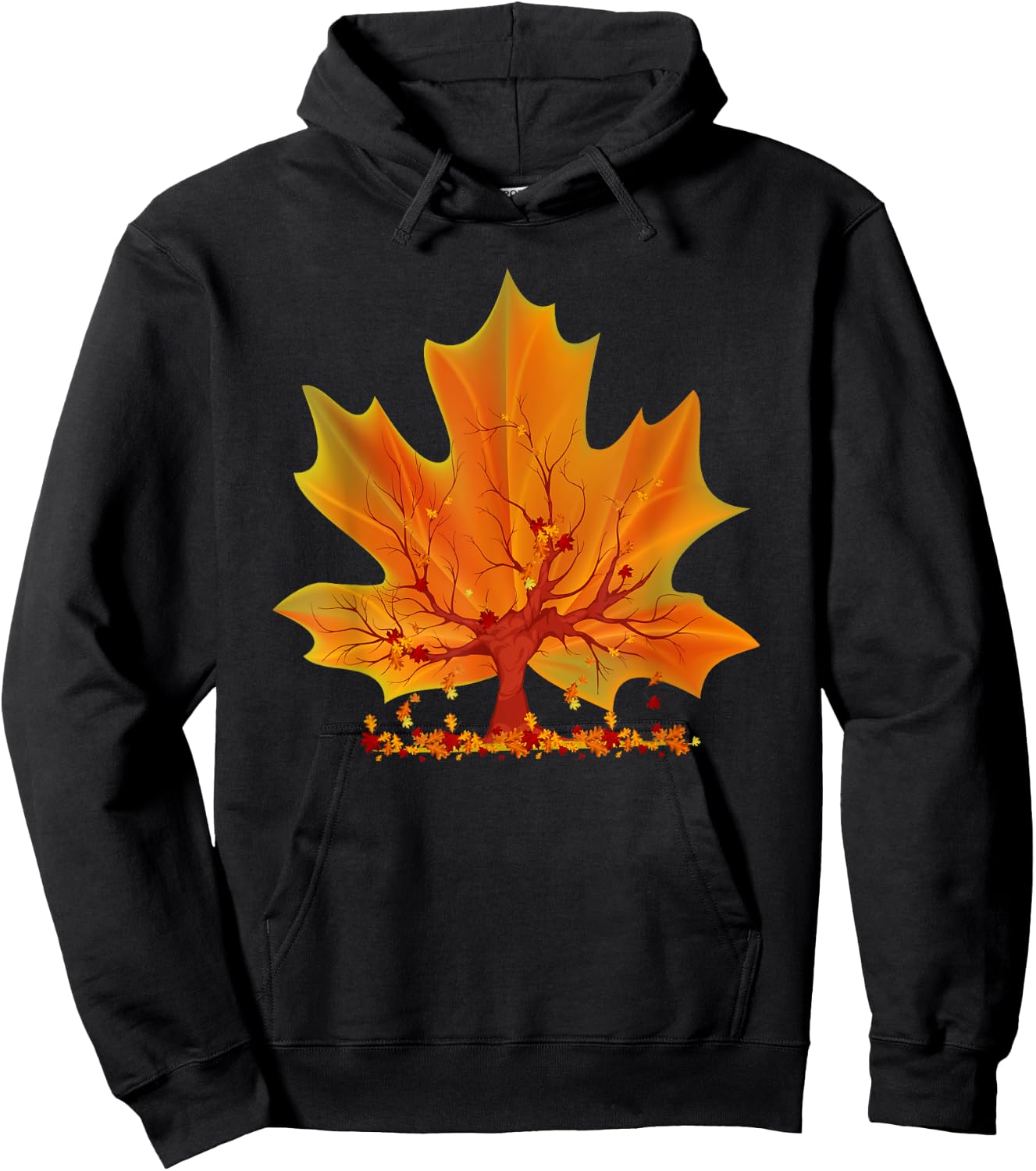 Maple Leaf Autumn Tree Orange Fall Leaves Season Canadian Hoodie - Hoodie | Black