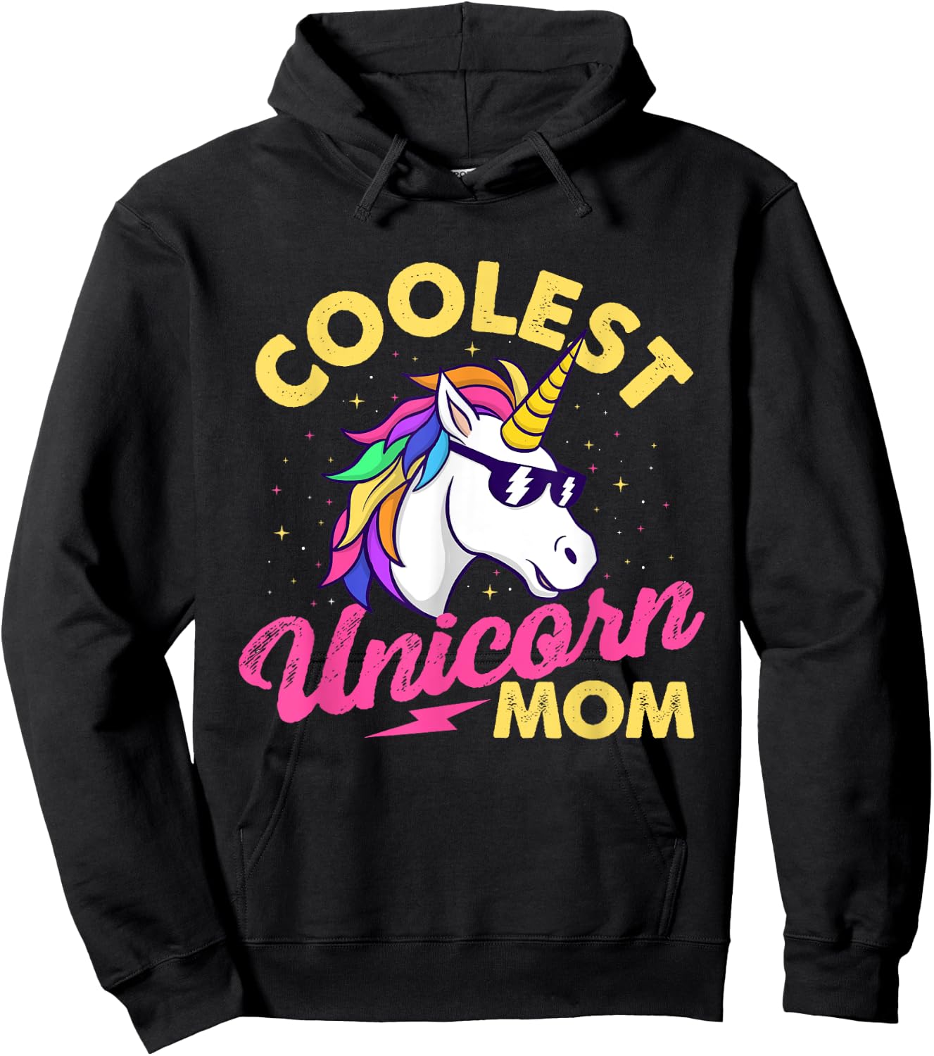 Coolest Unicorn Mom - Mystical Creature Rainbow Unicorn Hoodie - Hoodie | Black