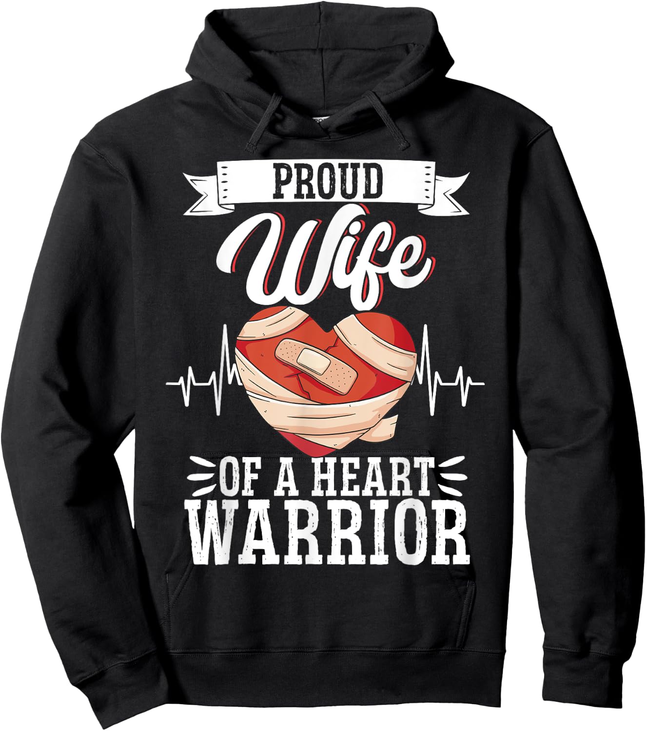 Open Heart Surgery Bypass Awareness Heart Proud Wife Of A Hoodie - Hoodie | Black