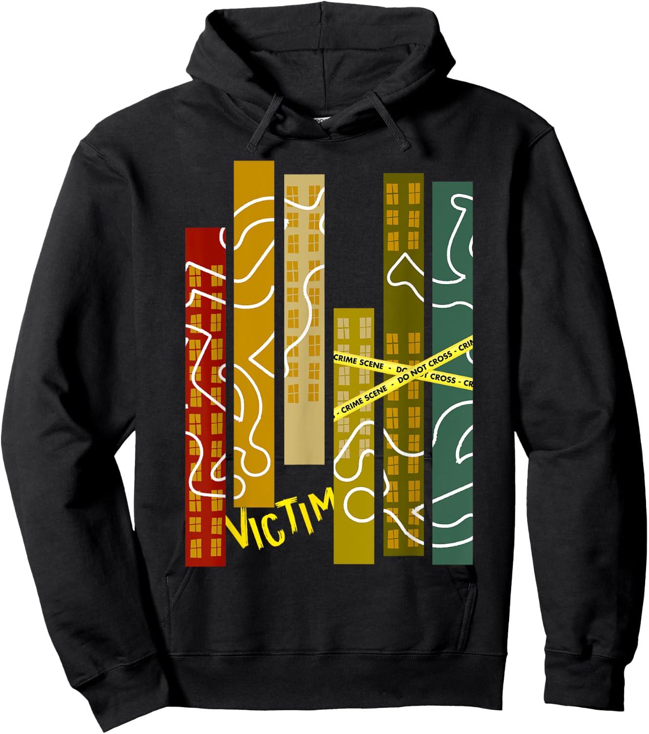 Crime Scene Victim Murder Mystery Dinner Chalk Outline Hoodie - Hoodie | Black