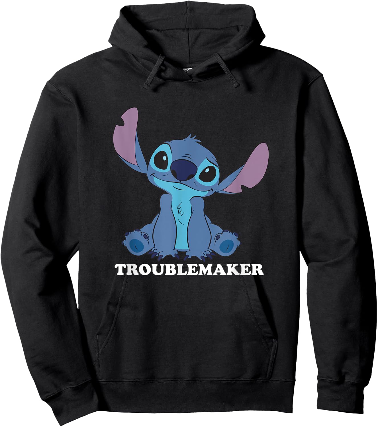 Disney Lilo & Stitch Troublemaker Cute Stitch Big Portrait Hoodie - Hoodie | Black