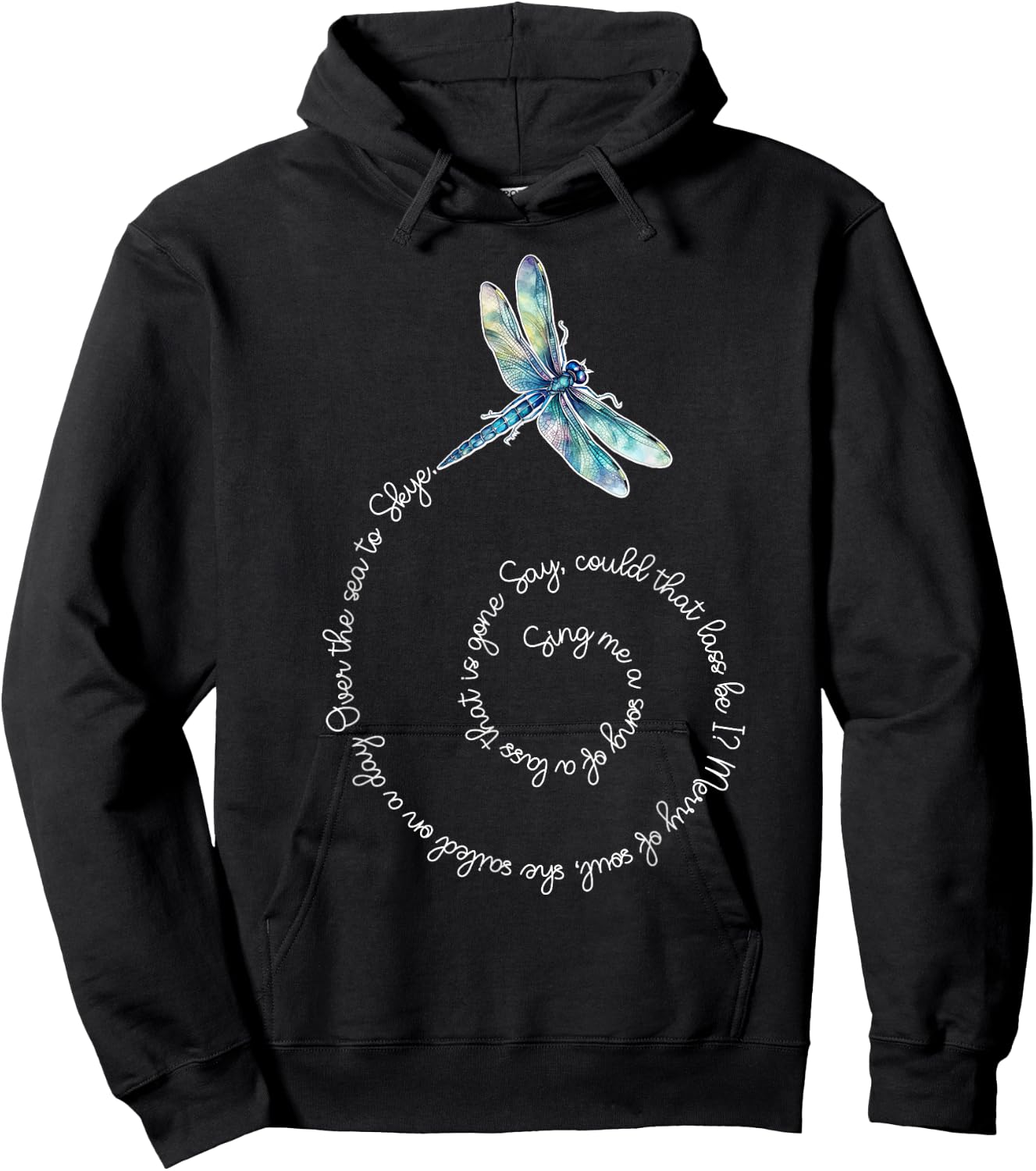 Savvy Designs Stl Skye Boat Song Watercolor Dragonfly Hoodie - Hoodie | Black
