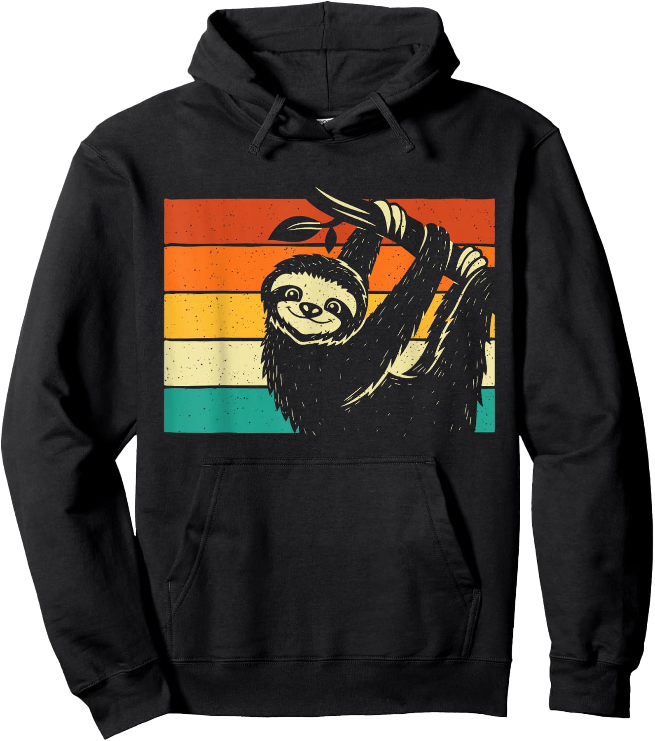 Retro Vintage Hanging Sloth - Nature Animal Lover Zookeeper Hoodie - Hoodie | Black