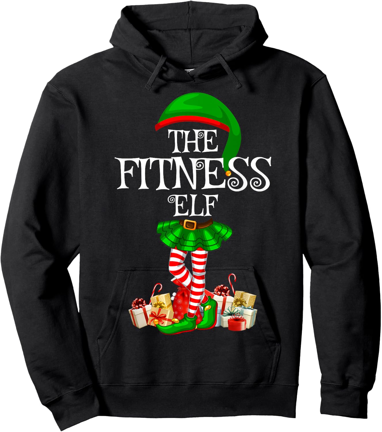 Matching Family Funny The Fitness Elf Christmas Hoodie - Hoodie | Black