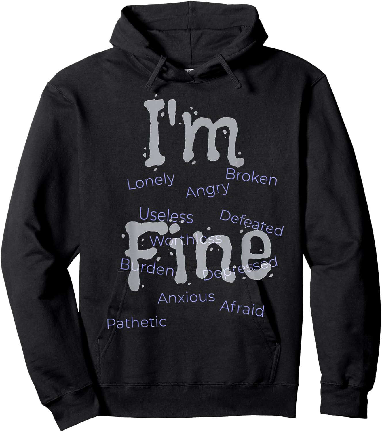 I'm Fine Suicide Prevention awareness Hoodie - Hoodie | Black