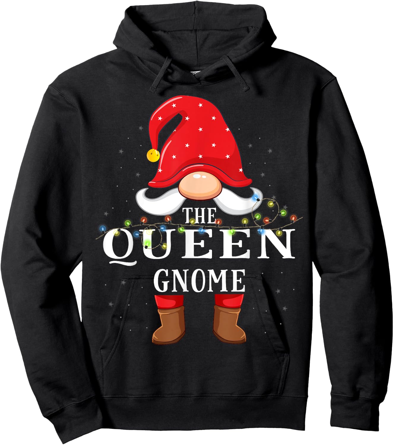 Queen Gnome Matching Christmas Family Pajama Hoodie - Hoodie | Black