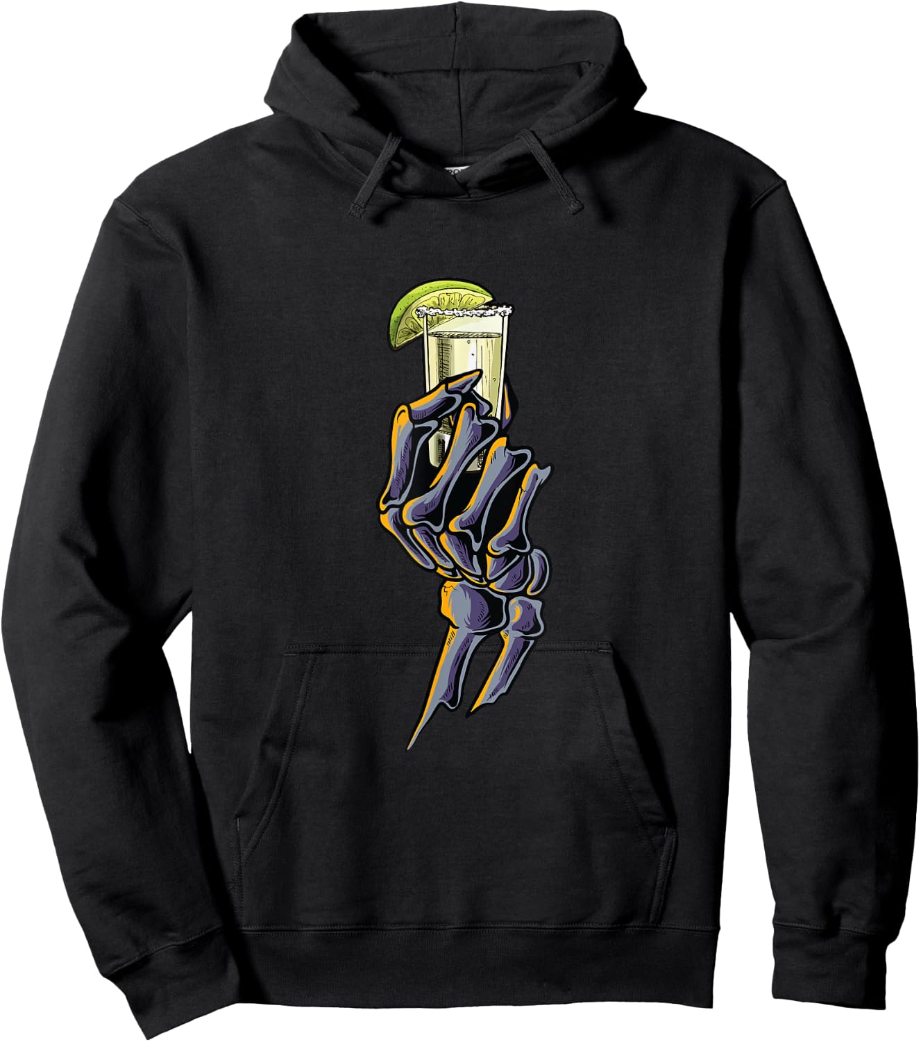 Funny Skeleton Hand With Tequila | Alcohol Party Hoodie - Hoodie | Black