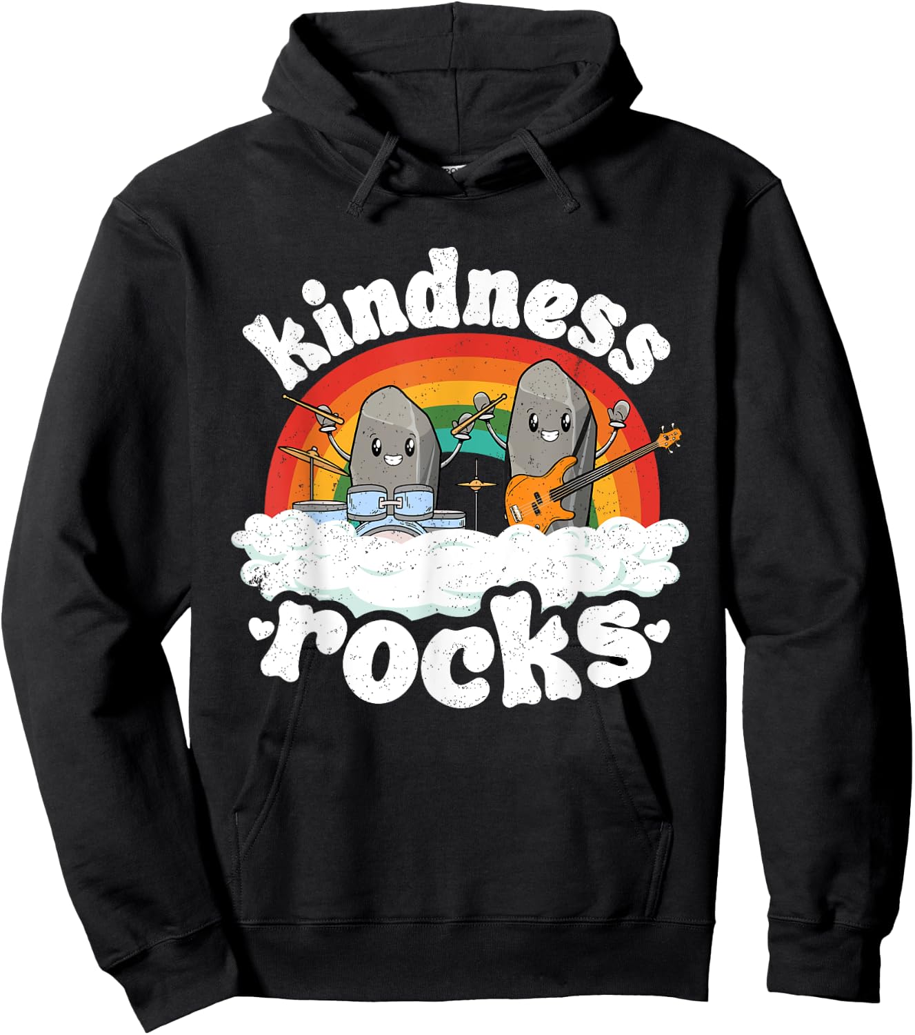 Anti Bullying Rainbow Hippie Music Teacher Kindness Rocks Women Kids Hoodie - Hoodie | Black