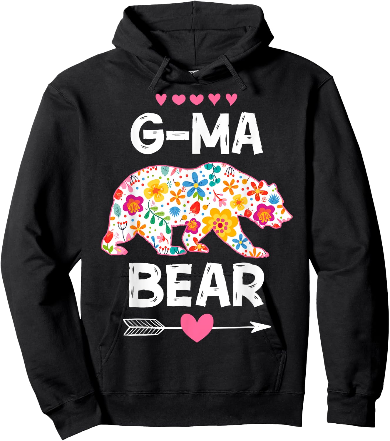 G-Ma Bear Cute Floral Mother's Day Family Matching Party Hoodie - Hoodie | Black