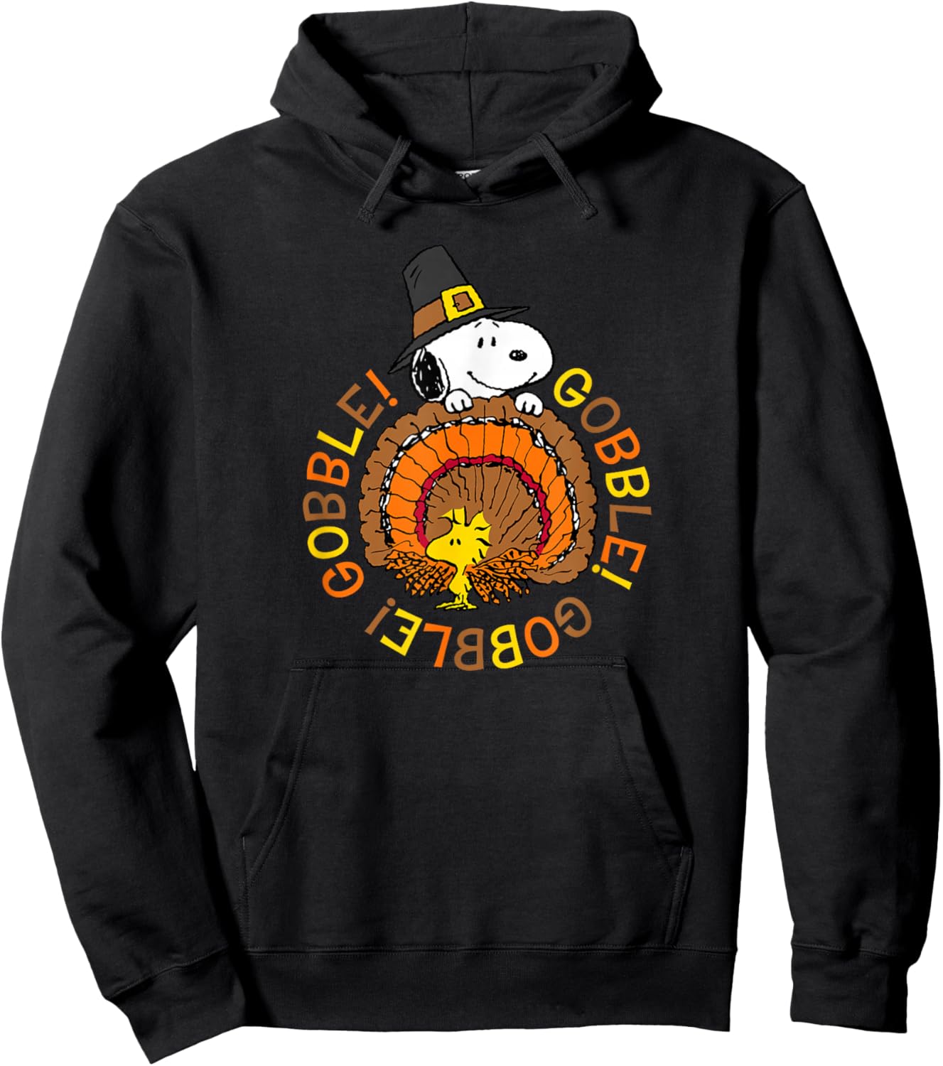 Peanuts Snoopy and Woodstock Thanksgiving Gobble Hoodie - Hoodie | Black