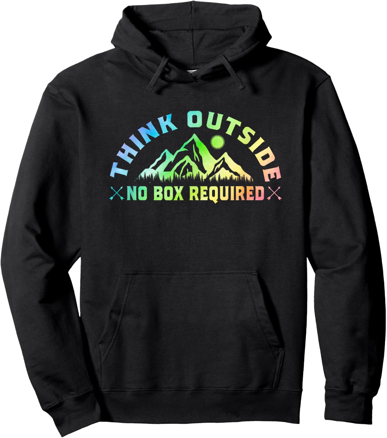 Think Outside No Box Required Hiking Trekking Nature Hiker Hoodie - Hoodie | Black