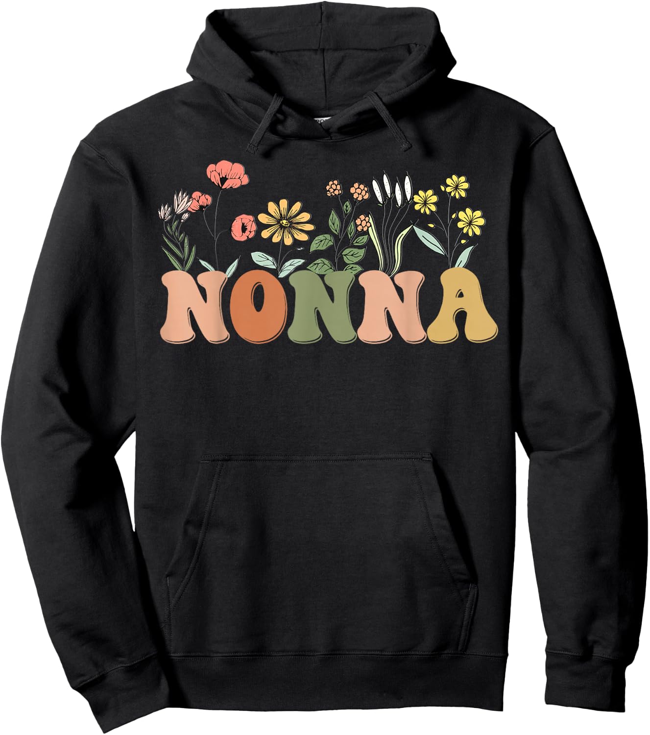 Wildflowers Nonna Floral Mother's Day Nonna Hoodie - Hoodie | Black