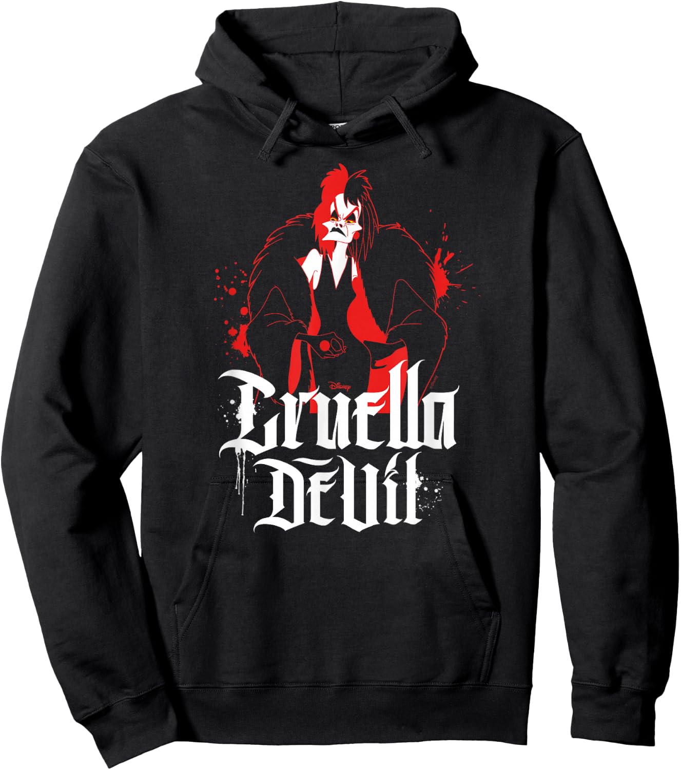 Disney Villains - Cruella De Vil Character Splatter Hoodie - Hoodie | Black
