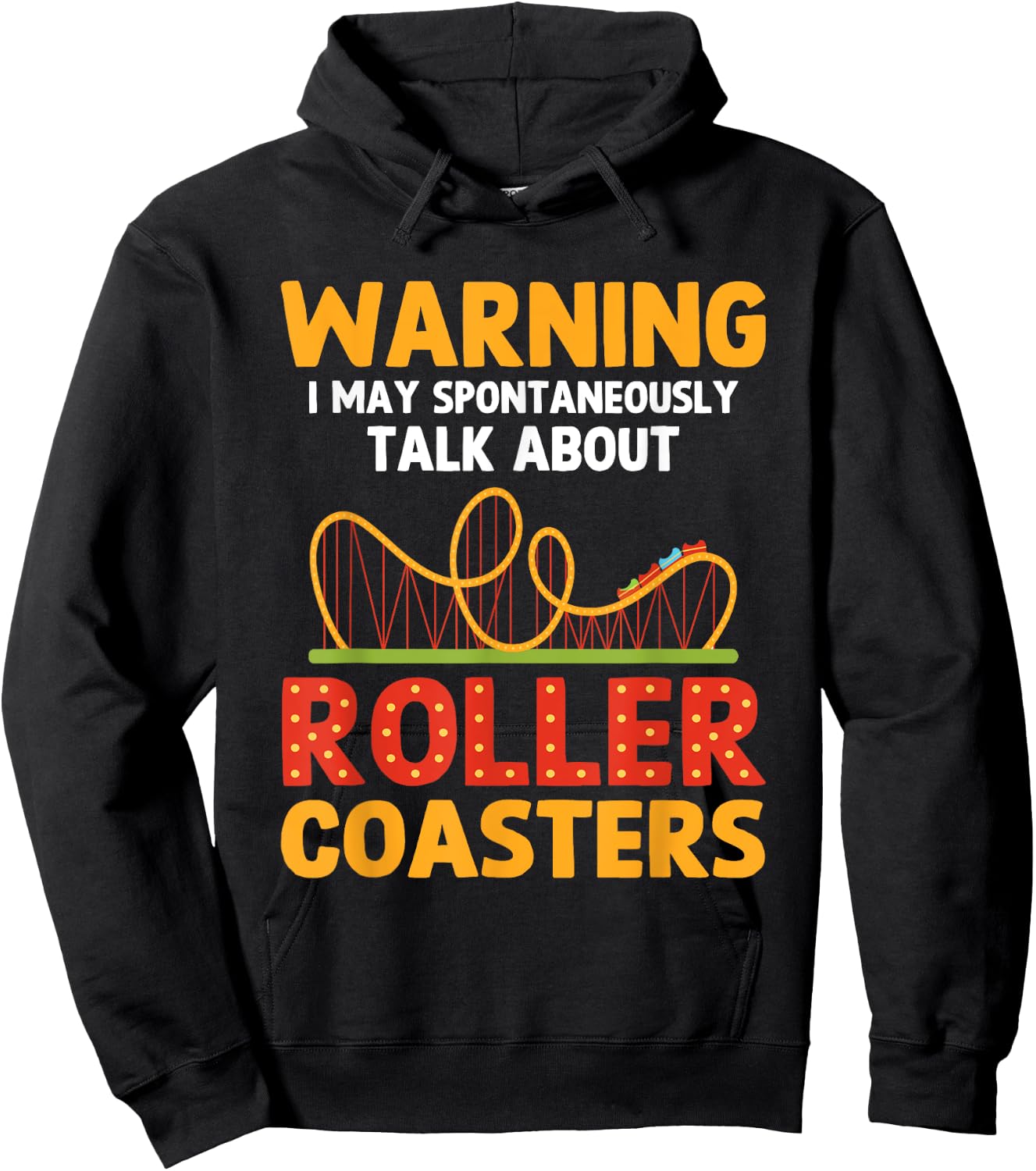Warning May Spontaneously Talk About Roller Coasters Funny Hoodie - Hoodie | Black