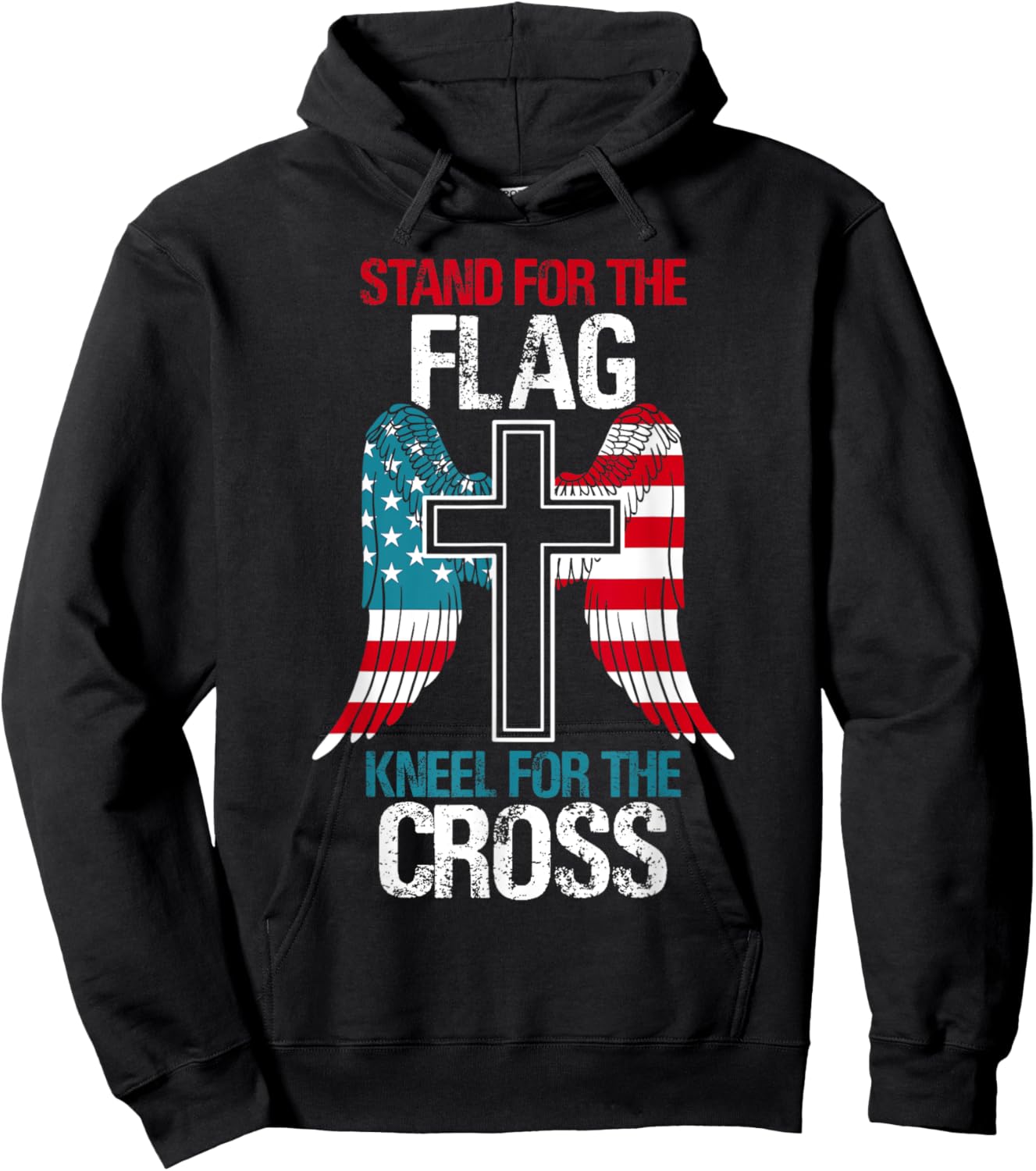 Stand For The Flag Kneel For The Cross USA Flag American Hoodie - Hoodie | Black