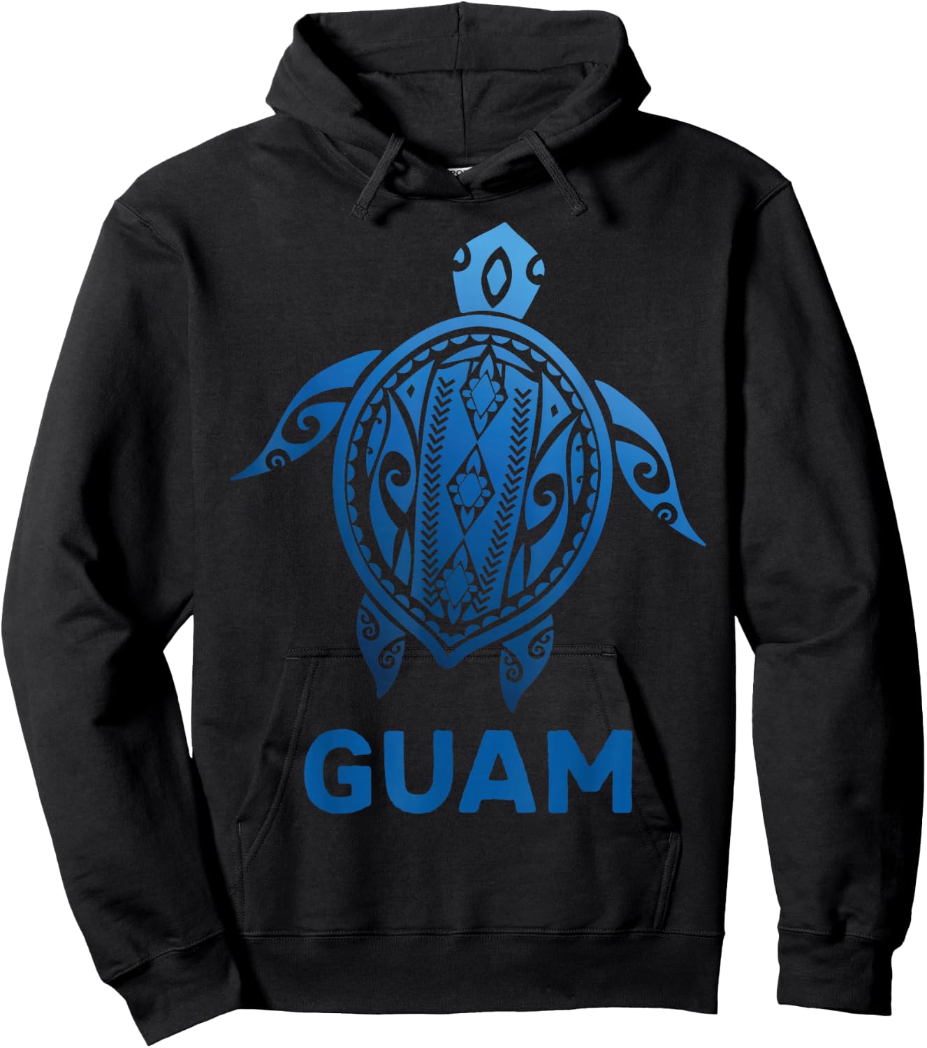 Guam Tribal Tattoo Blue Sea Turtle Souvenirs Hoodie - Hoodie | Black