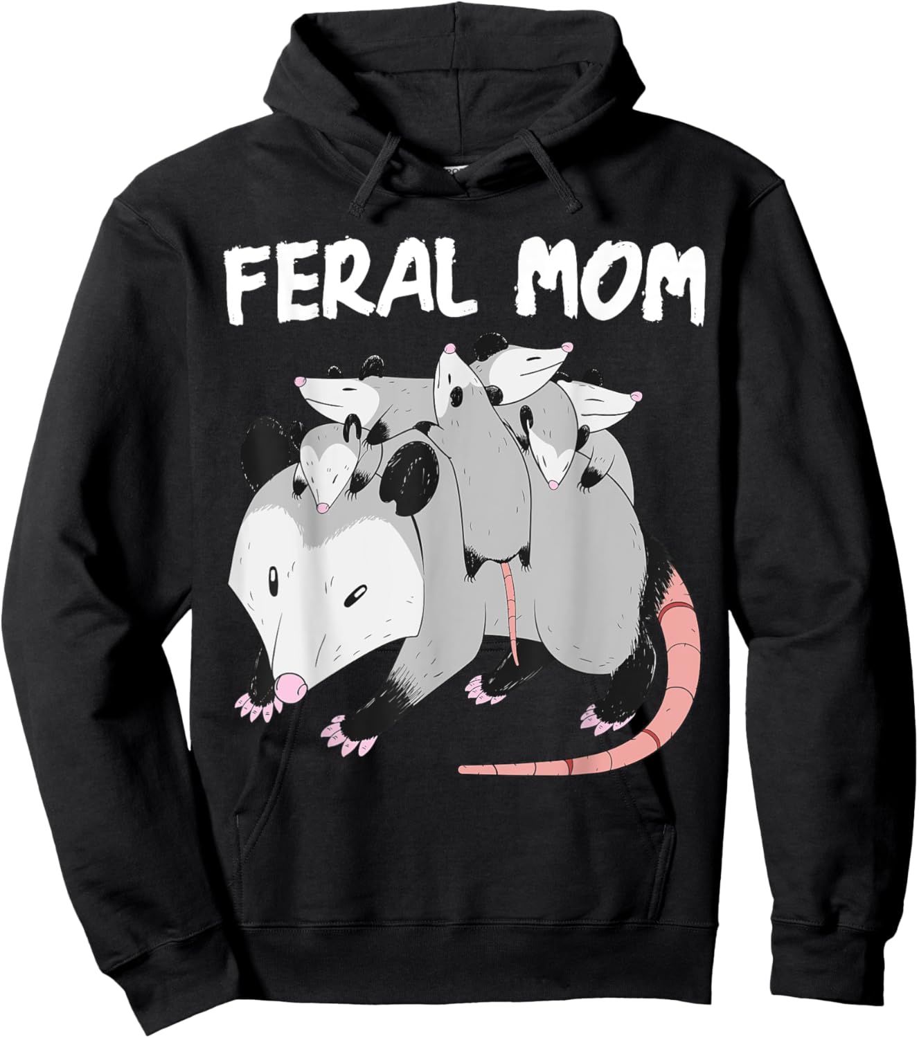 Feral Mom Opossum Mother's Day Trash Mom Possum Marsupial Hoodie - Hoodie | Black