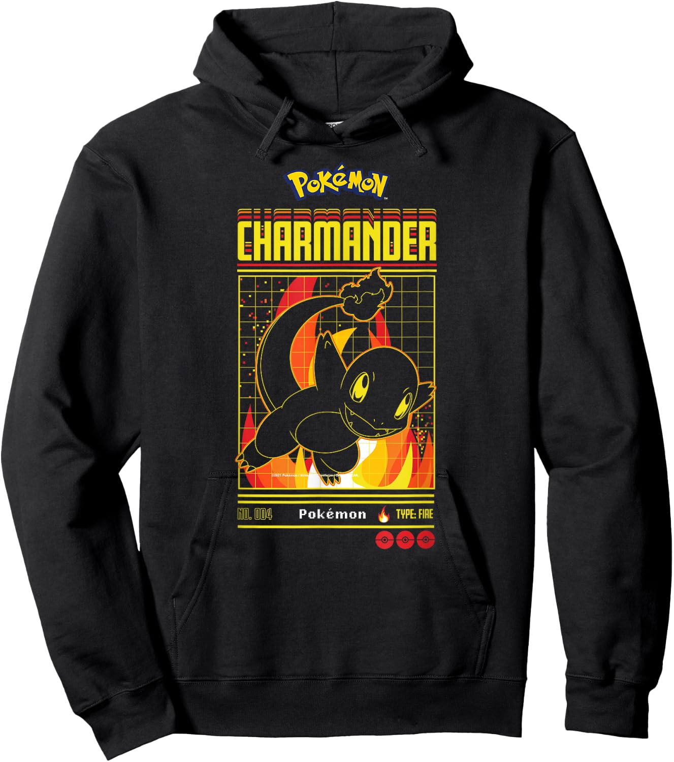 Pokémon - Charmander Retro Gamer Hoodie - Hoodie | Black